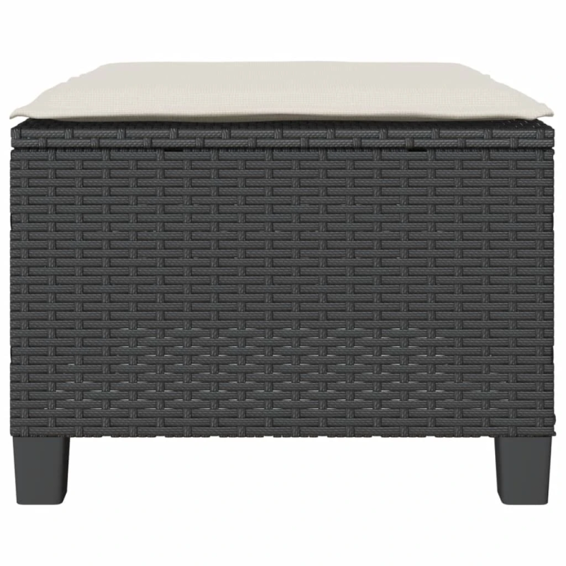 vidaXL 3-daļīgs bistro mēbeļu komplekts, matrači, melna PE rotangpalma