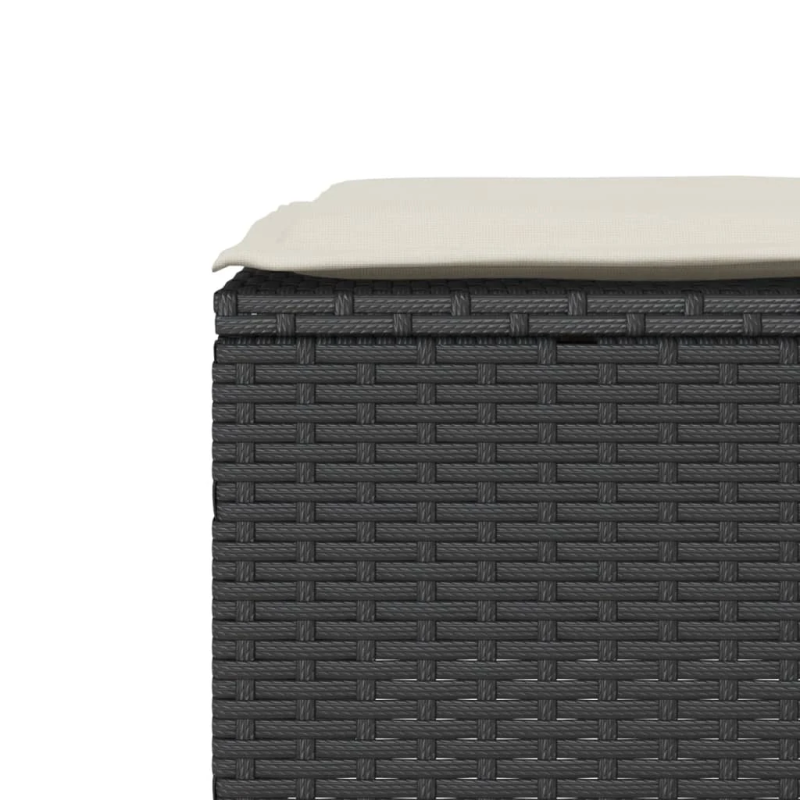 vidaXL 3-daļīgs bistro mēbeļu komplekts, matrači, melna PE rotangpalma