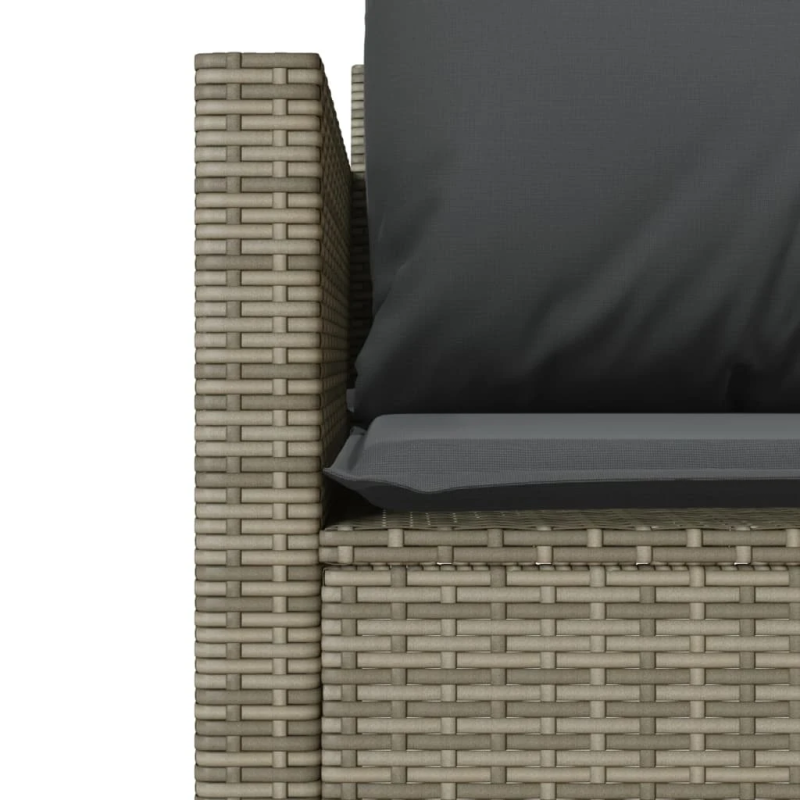 vidaXL 3-daļīgs bistro mēbeļu komplekts, matrači,pelēka PE rotangpalma