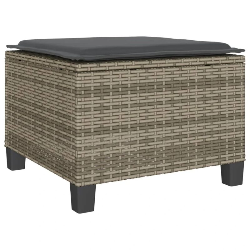 vidaXL 3-daļīgs bistro mēbeļu komplekts, matrači,pelēka PE rotangpalma