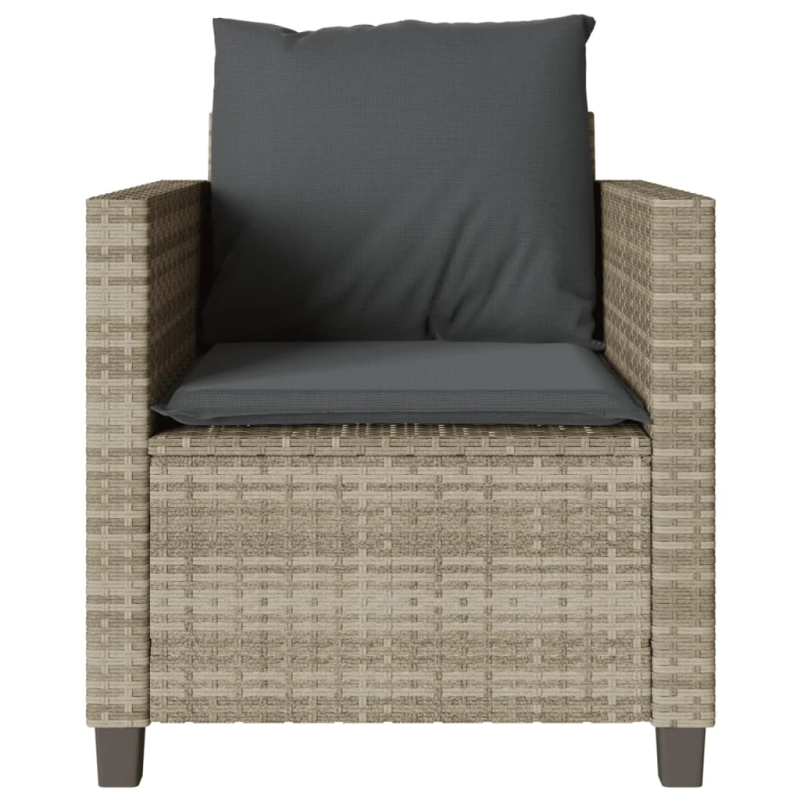 vidaXL 3-daļīgs bistro mēbeļu komplekts, matrači,pelēka PE rotangpalma