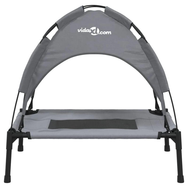 vidaXL suņu gulta ar jumtu, pelēka, Oksfordas audums un tērauds