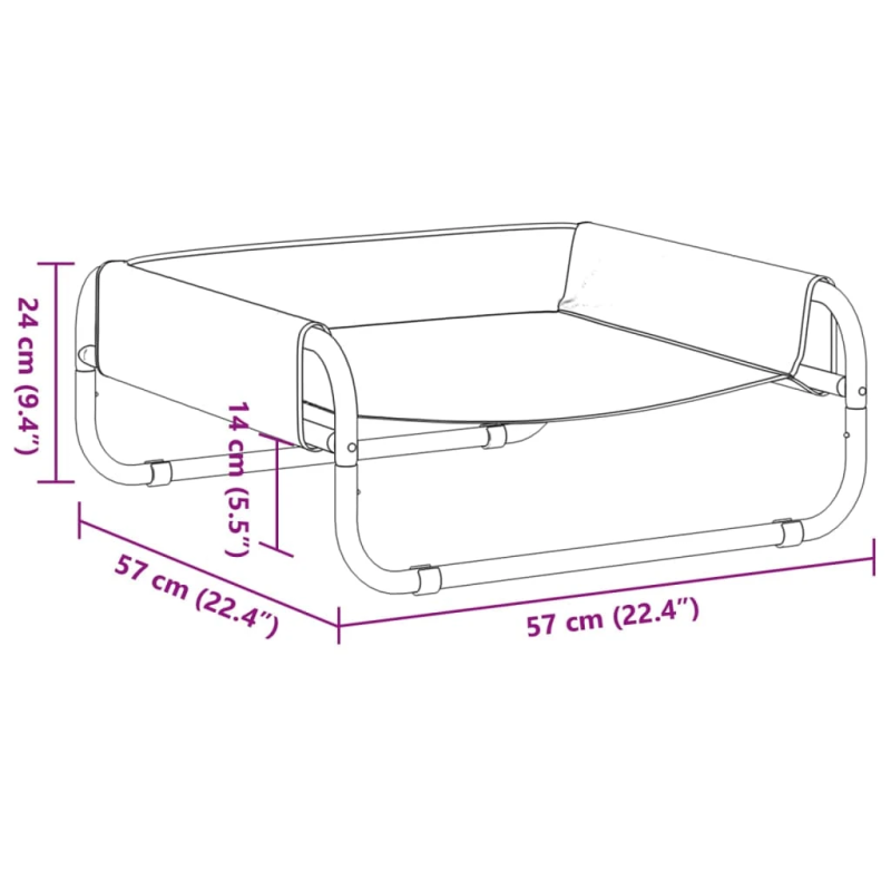 vidaXL augstā suņu gulta, pelēka, Oksforda audums un tērauds
