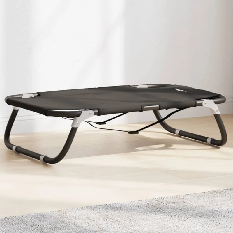 vidaXL suņu gulta, salokāma, pelēka, Oksfordas audums un tērauds