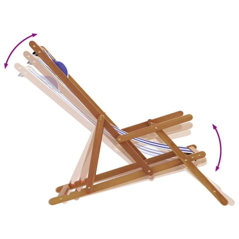 vidaXL saliekams pludmales krēsls, eikalipta masīvkoks, audums