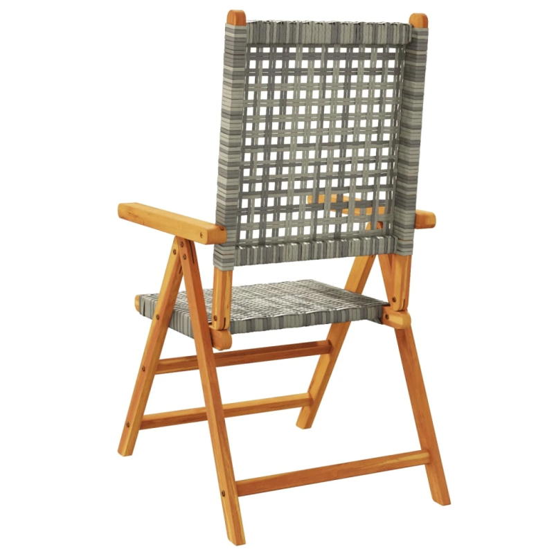 vidaXL dārza krēsli, 2 gab., akācijas koks, pelēka PE rotangpalma