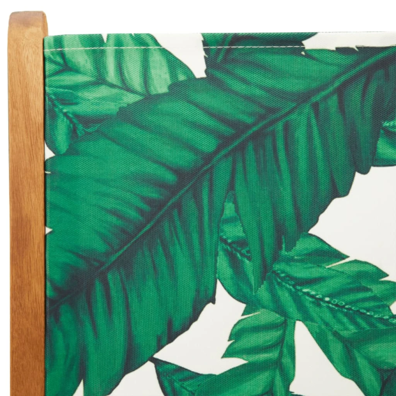 vidaXL dārza krēsli, 2 gab., lapu apdruka, akācijas masīvkoks, audums