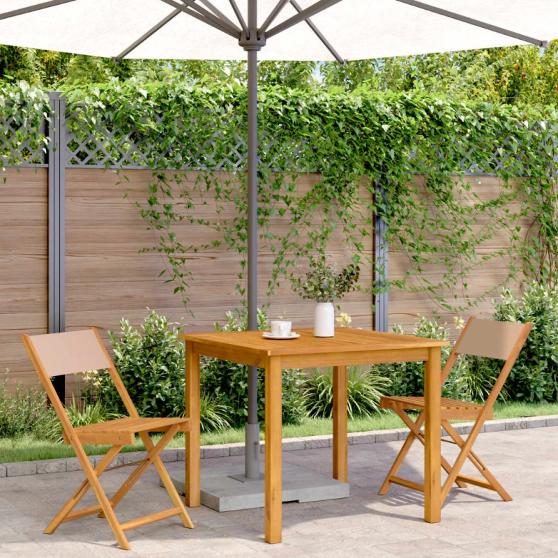 vidaXL bistro krēsli, 2 gb., pelēkbrūni, akācijas masīvkoks, audums