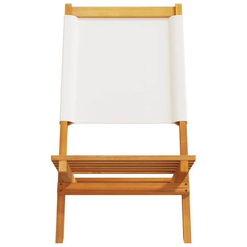 vidaXL dārza krēsli, 2 gab., krēmbalti, akācijas masīvkoks, audums