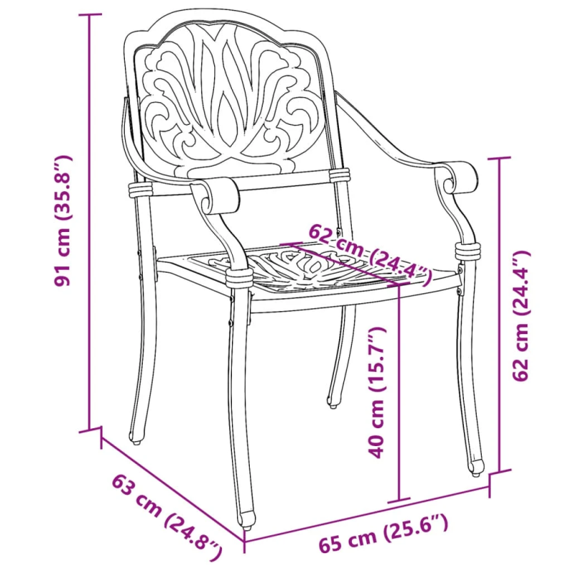 vidaXL dārza krēsli, 2 gab., liets alumīnijs, zaļi
