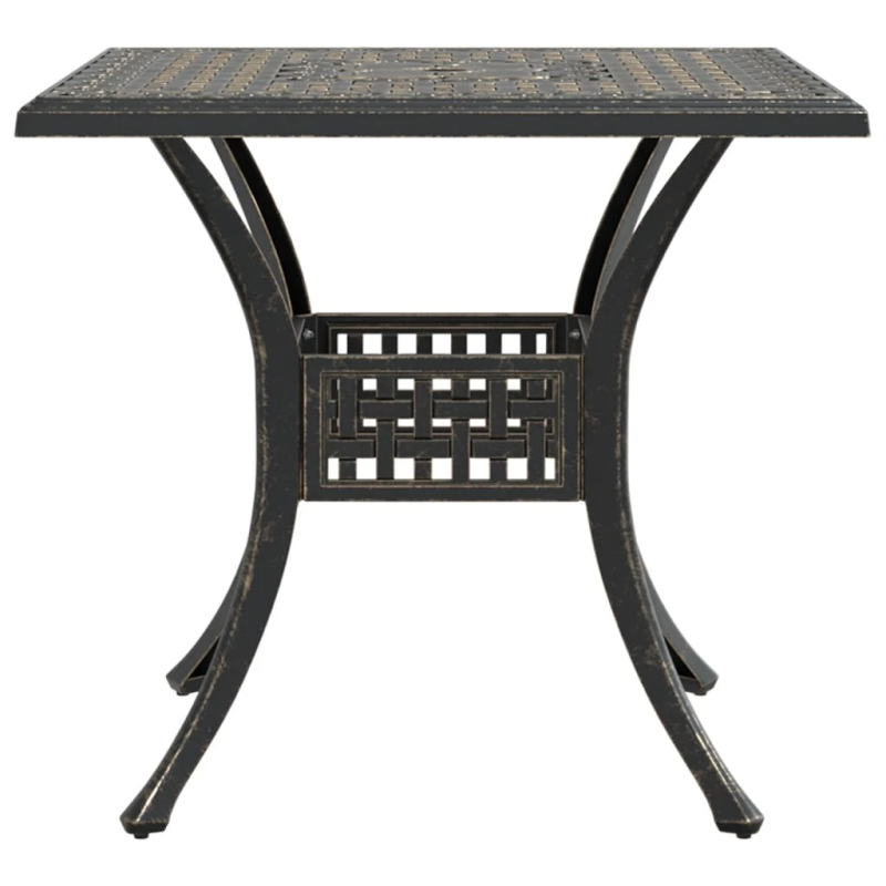 vidaXL dārza galds, bronzas krāsa, 80x80x75 cm, liets alumīnijs