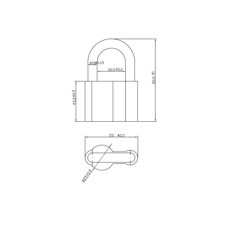 Замок Okko AL760, серый цв., 80 мм