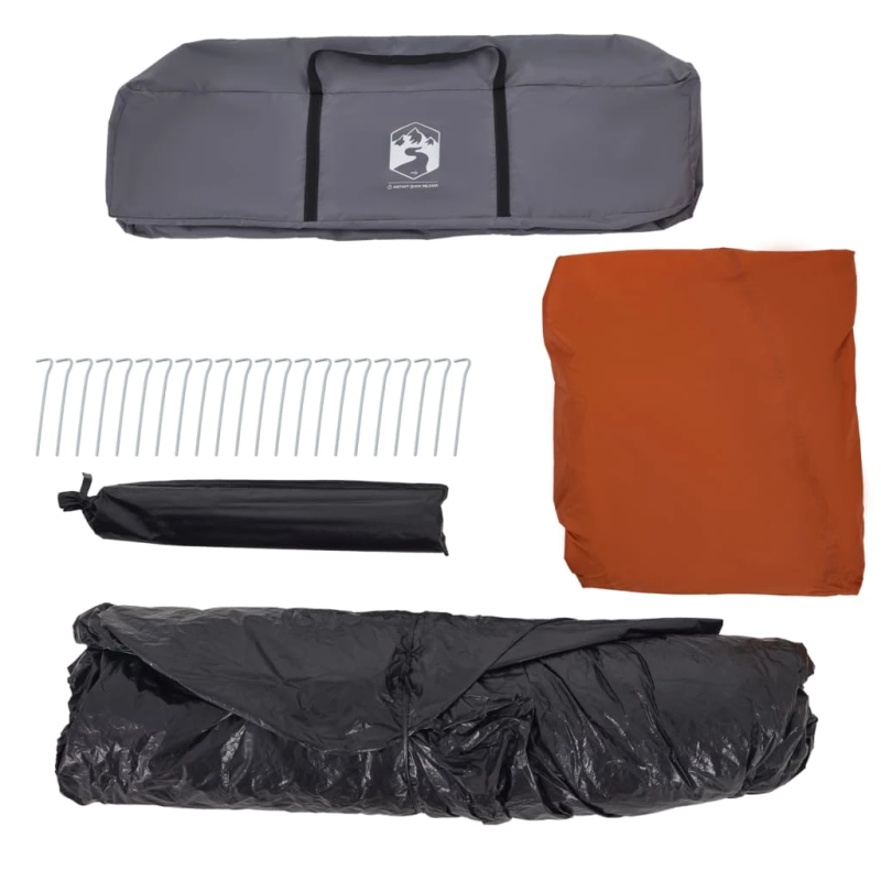 vidaXL ģimenes telts ar lieveni, 9 personām, pelēka un oranža