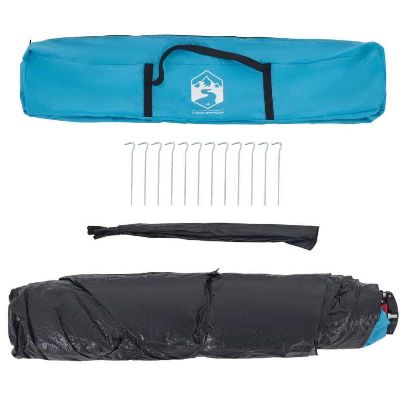 vidaXL kempinga telts 4 personām, zila, ātri saliekama