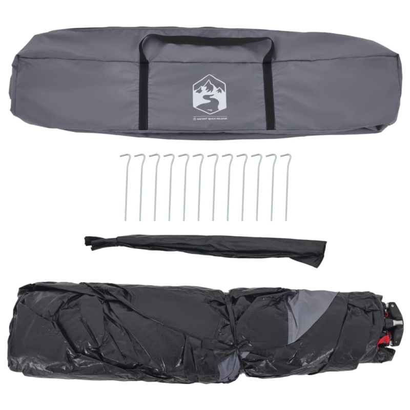 vidaXL kempinga telts 4 personām, pelēka, oranža, ātri saliekama