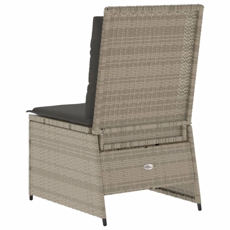 vidaXL atgāžams dārza krēsls ar matračiem, gaiši pelēka PE rotangpalma