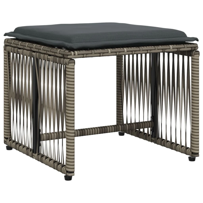 vidaXL 7-daļīgs dārza mēbeļu komplekts, matrači, pelēka PE rotangpalma