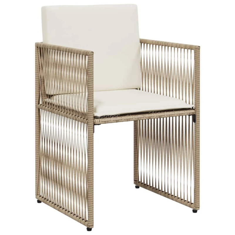 vidaXL 7-daļīgs dārza mēbeļu komplekts, matrači, bēša PE rotangpalma