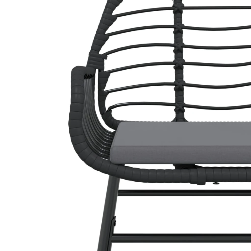 vidaXL dārza krēsli, 2 gab., ar matračiem, melna PE rotangpalma