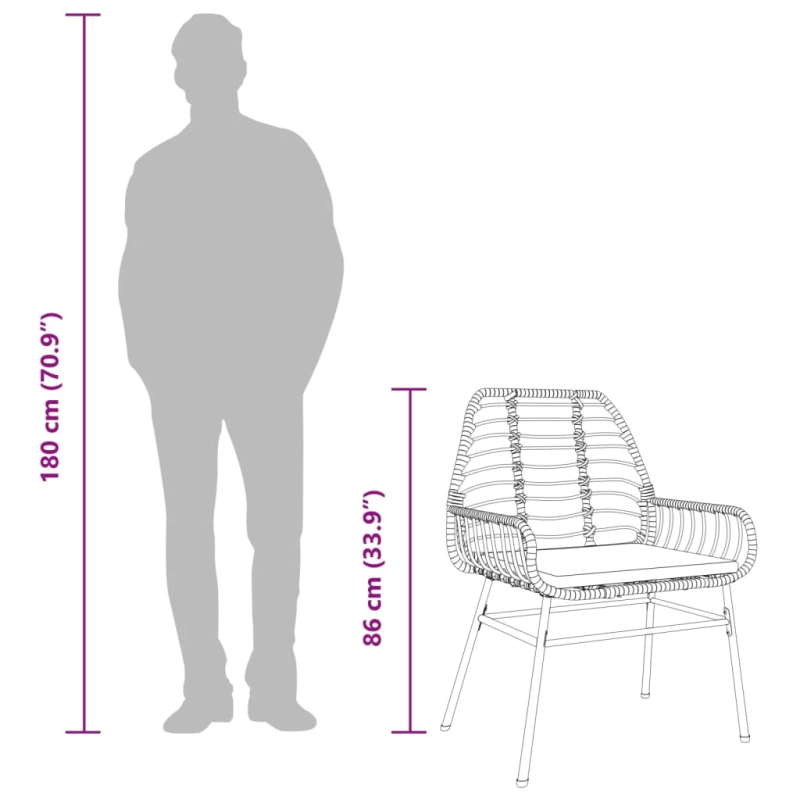 vidaXL dārza krēsli, 2 gab., ar matračiem, PE rotangpalma, brūns
