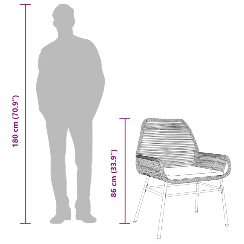 vidaXL dārza krēsli, 2 gab., ar matračiem, PE rotangpalma, brūns