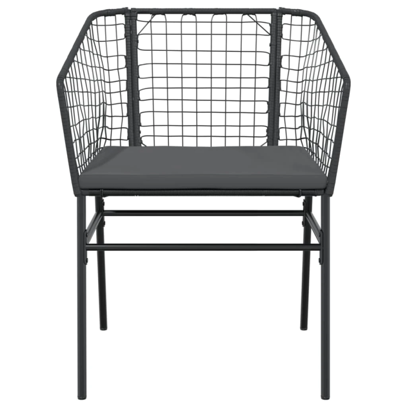 vidaXL dārza krēsli, 2 gab., ar matračiem, melna PE rotangpalma