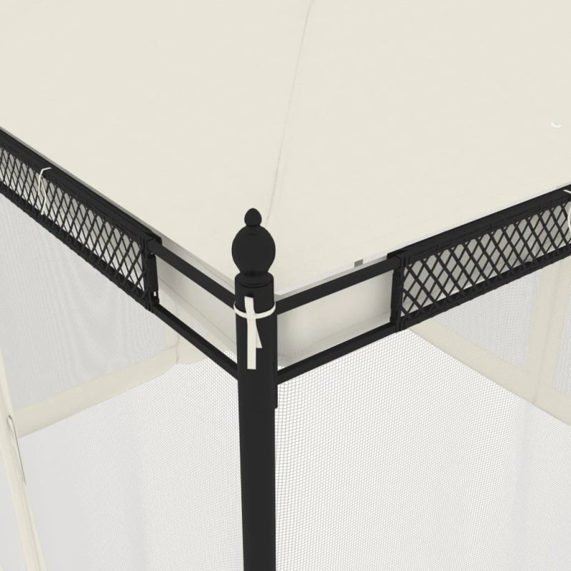 vidaXL dārza nojume ar tīkla sienām, 2,93x2,93 m, tērauds, krēmkrāsas