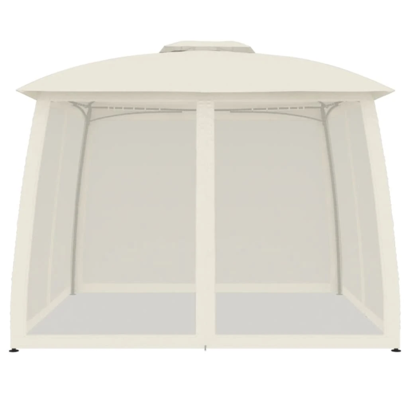 vidaXL dārza nojume, dubults jumts, sienas, 2,93x2,93 m, tērauds, bēša