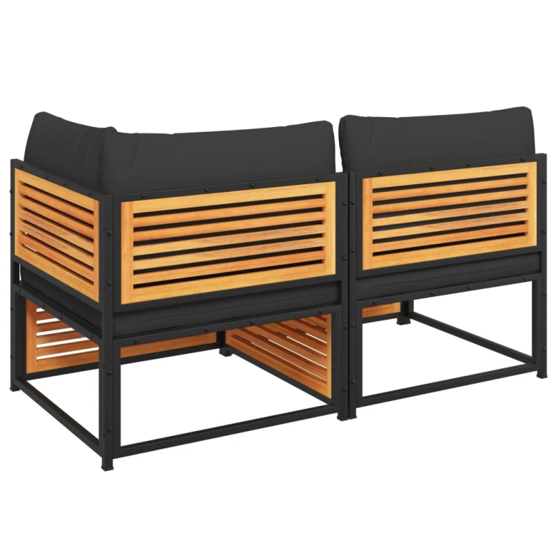 vidaXL divvietīgs dārza dīvāns ar matračiem, akācijas masīvkoks