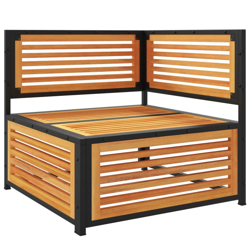 vidaXL dārza stūra dīvāns ar spilveniem, akācijas masīvkoks