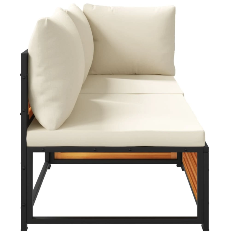 vidaXL divvietīgs dārza dīvāns ar matračiem, akācijas masīvkoks