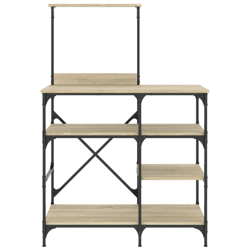 vidaXL virtuves plaukts, ozola, 90x40x132cm, inženierijas koks, metāls