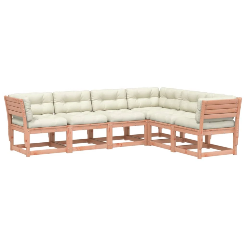 vidaXL 6-daļīgs dārza dīvāna komplekts ar matračiem, egles masīvkoks