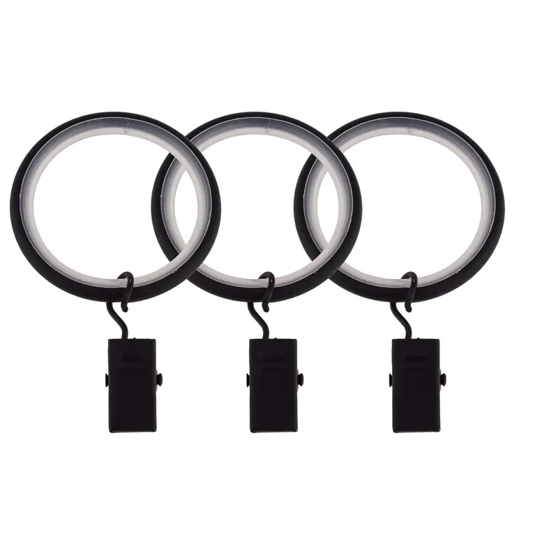 Žiedai su segtukais Domoletti 90220024, 1.9 cm, juoda sp., 10 vnt.