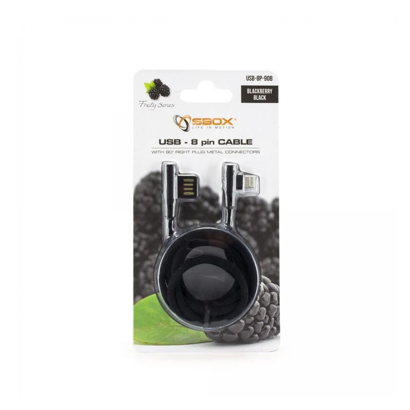 Sbox USB-8P-90B USB 8 Pin Cable blackberry black