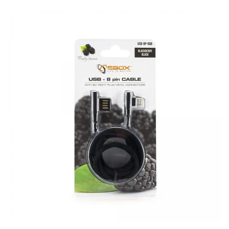 Sbox USB-8P-90B USB 8 Pin Cable blackberry black