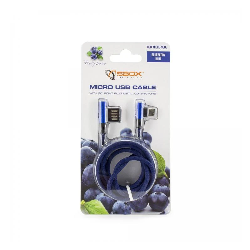 Sbox USB- Micro USB 90 M-M 1.5m USB-MICRO-90BL blueberry blue