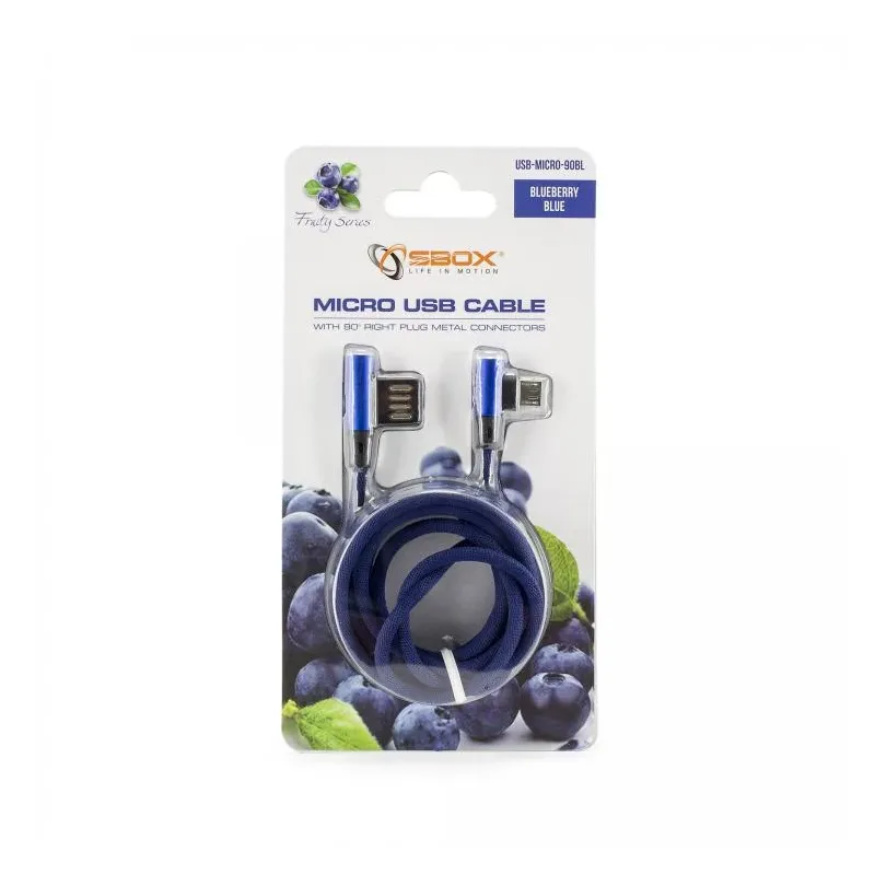 Sbox USB- Micro USB 90 M-M 1.5m USB-MICRO-90BL blueberry blue
