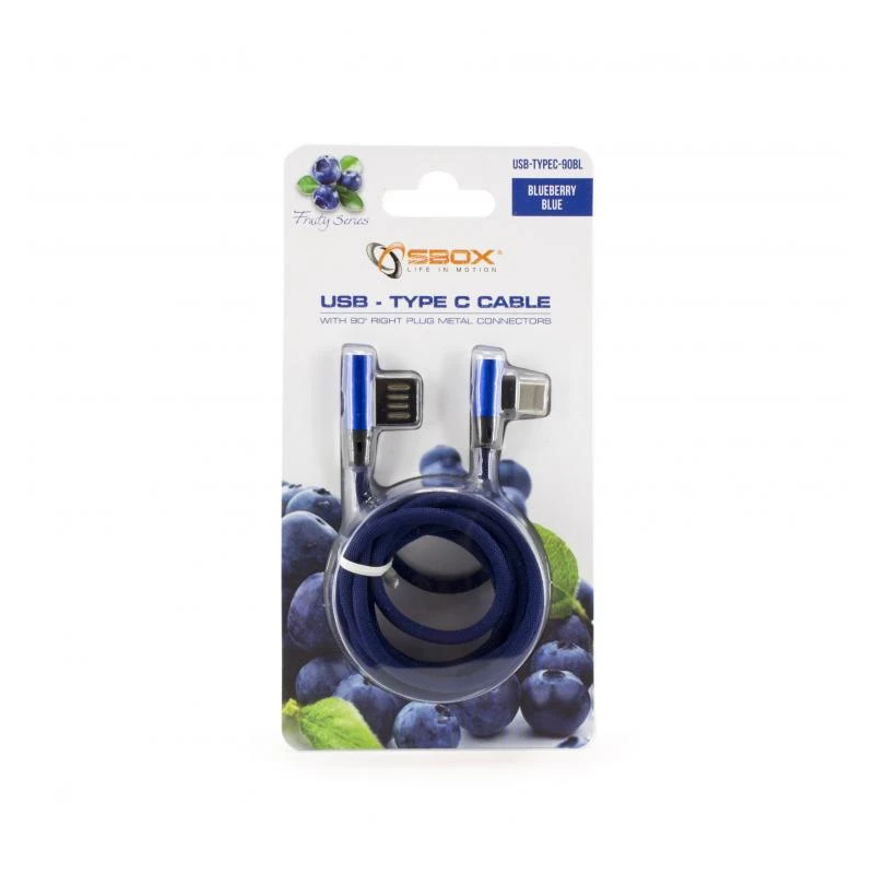 Sbox USB- Type-C 90 m-m 1.5m USB-TYPEC-90BL Blue