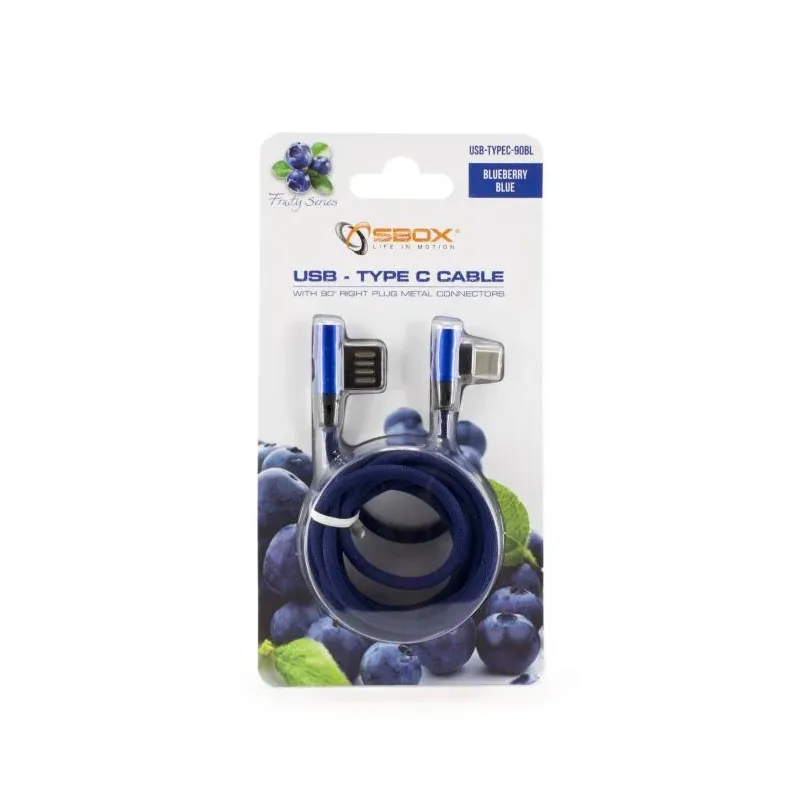 Sbox USB- Type-C 90 m-m 1.5m USB-TYPEC-90BL Blue