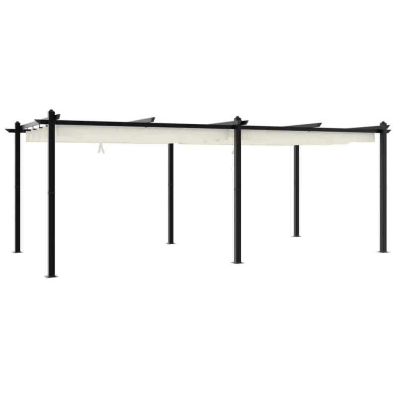 vidaXL dārza nojume ar izvelkamu jumtu, 3x6 m, krēmkrāsas