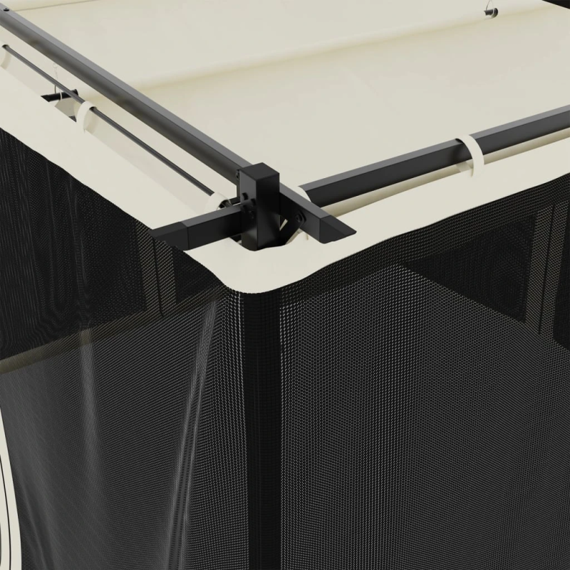 vidaXL dārza nojume ar tīkla sienām, 3x3 m, tērauds, krēmkrāsas