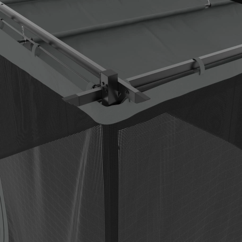 vidaXL dārza nojume ar tīkla sienām, 3x3 m, tērauds, antracītpelēka