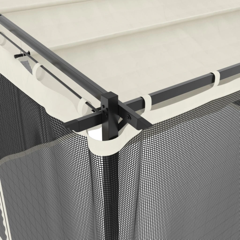 vidaXL dārza nojume ar tīkla sienām, 4x3 m, tērauds, krēmkrāsas