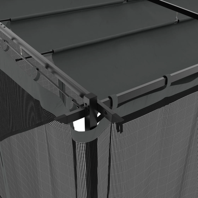 vidaXL dārza nojume ar tīkla sienām, 6x3 m, tērauds, antracītpelēka