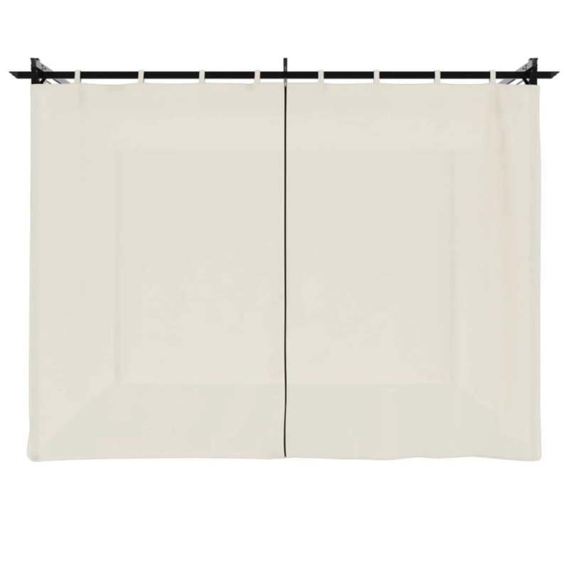 vidaXL dārza nojume ar aizkariem, 3x3 m, tērauds, krēmkrāsas