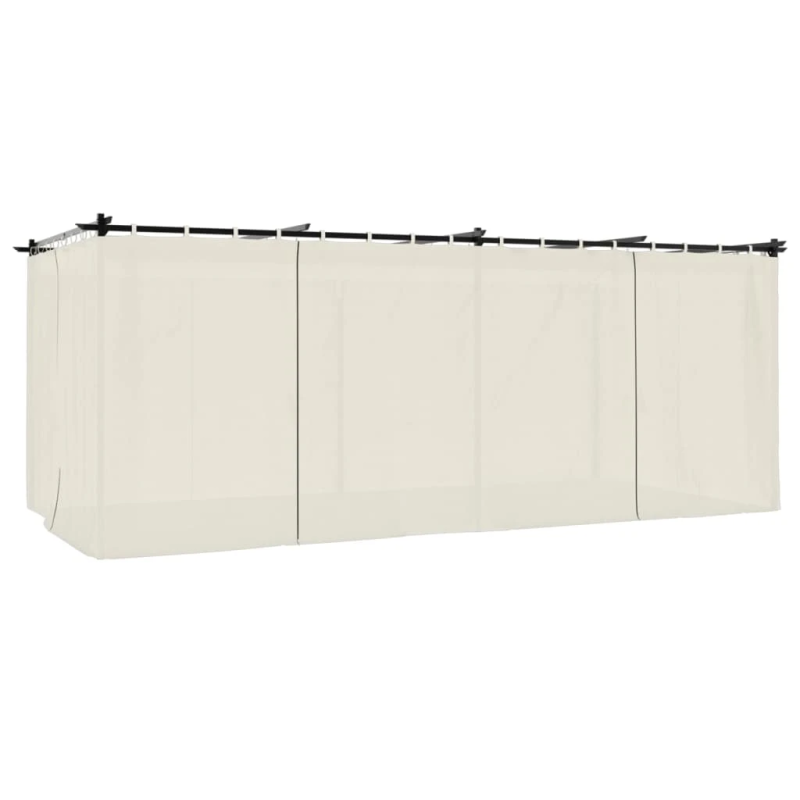 vidaXL dārza nojume ar aizkariem, 6x3 m, tērauds, krēmkrāsas