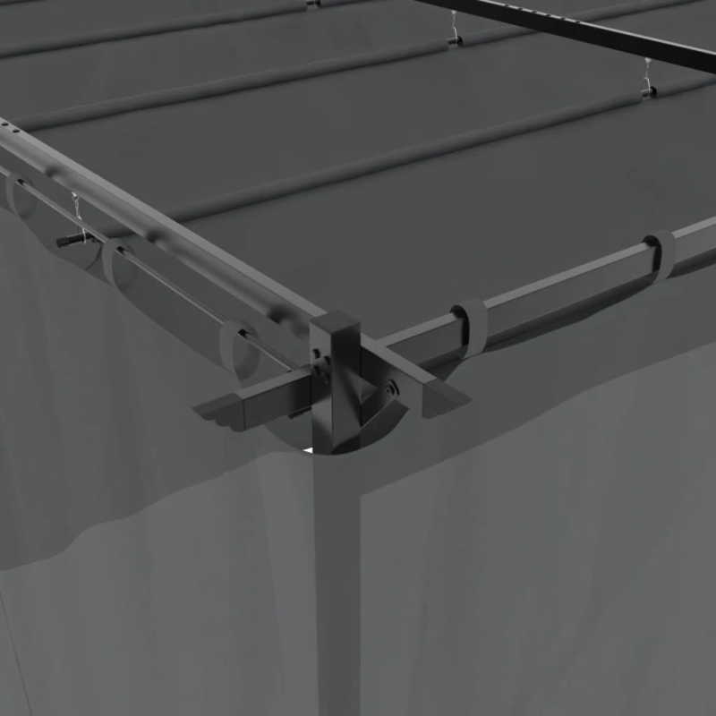 vidaXL dārza nojume ar aizkariem, 6x3 m, tērauds, antracītpelēka