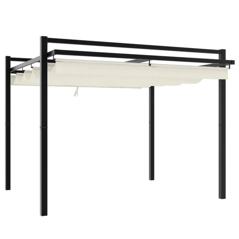 vidaXL dārza nojume ar izvelkamu jumtu, 3x3 m, krēmkrāsas, alumīnijs