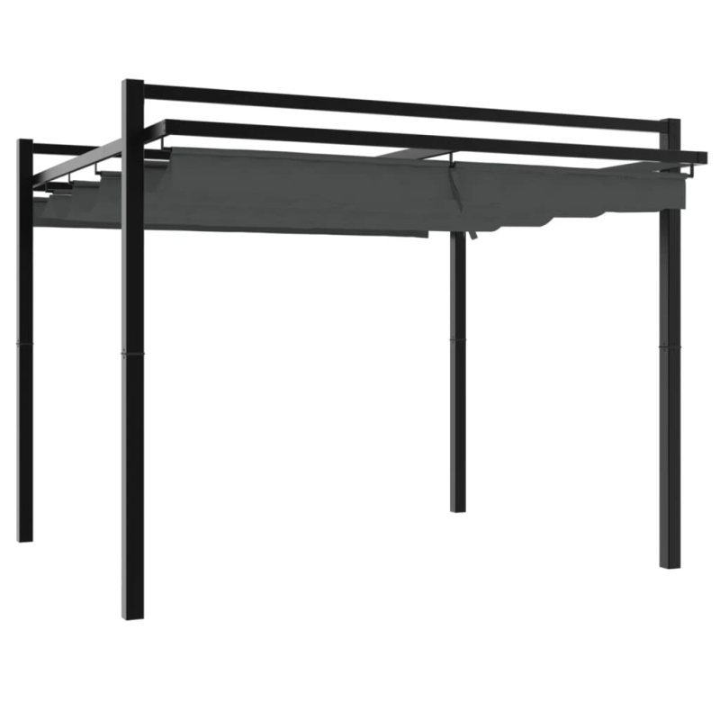 vidaXL dārza nojume ar izvelkamu jumtu 3x3 m antracītpelēks alumīnijs